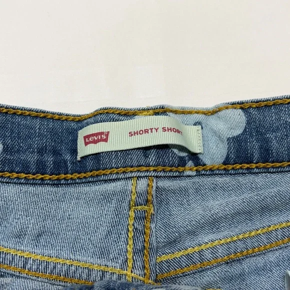 Levi’s Shorty Denim Shorts Floral Print Light Wash Girls 12 Regular - Picture 2 of 8